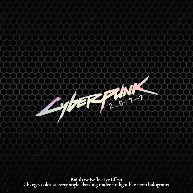 Image of Cyberpunk Vinyl Sticker Cyberpunk car Decal Cyberpunk car Sticker Water Proof Cyberpunk Sticker Reflective for car for Laptop (Rainbow)