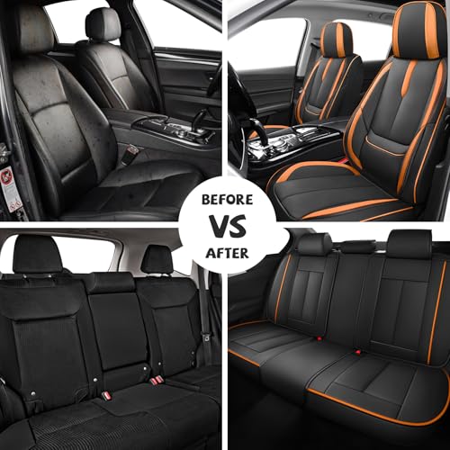 Image of ILMO Seat Covers for Chevy Silverado 1500 2007-2026 (Black&Orange,Full Set)