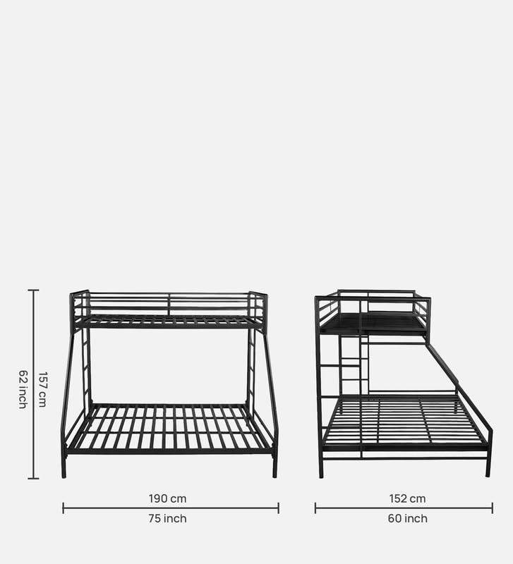 Image of Twin Over Twin Metal Bunk Bed | Bunk Bed Without Storage for Kids & Adult | Double Decker Cot for Kids Room | Space-Saving | Metal Bunker Cot (Mattress Included) (Brown)