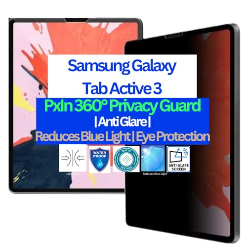 Image of Pxin Tablet Privacy Guard compatible with Samsung Galaxy Tab Active 3 | Privacy screen protector | Anti Glare | Anti Spy | Reduces blue light | Self healing from scratches | Eye Protection