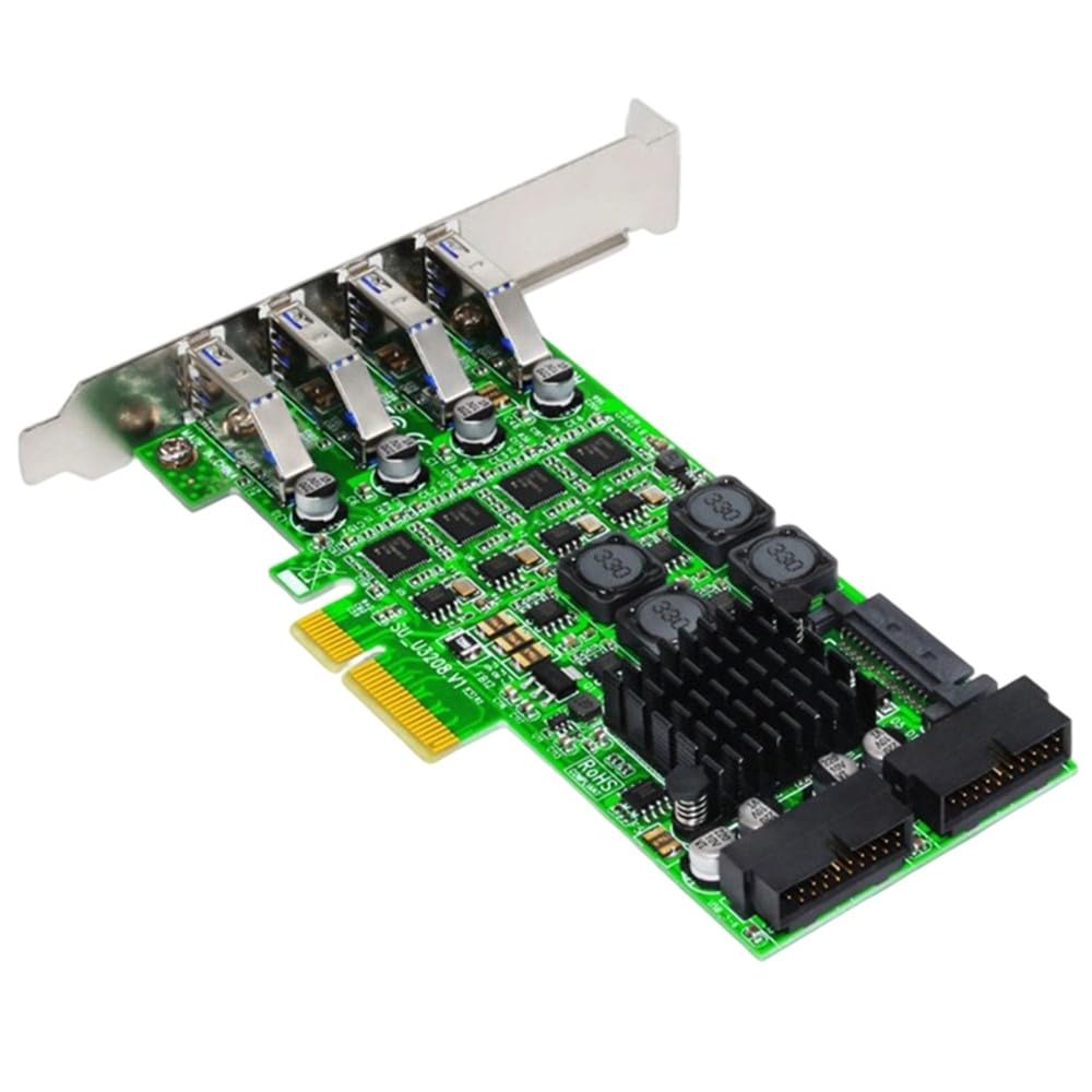 Carte adaptateur PCIe USB 3.0 avec 4 ports et deux en-têtes 19