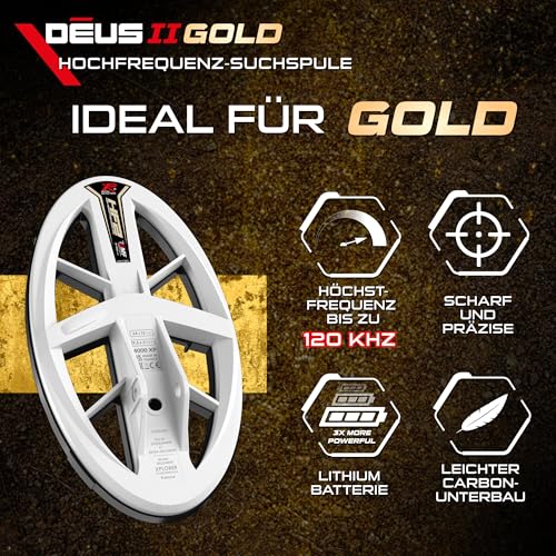 XP Metal Detectors Deus II + HF2 und WSA ST – Hochleistungs-Mehrfrequenz-Metalldetektor, ideal für Gold, mit Fernbedienung, HF2-Hochfrequenzspule und kabellosen WSA ST-Kopfhörern (DEUS2-ELLHPRCWAST)