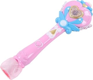Kids Bubble Blower Wand, Cute Safe Light Up Bubble Blower Wand Burr Free Edges Multifunction Automatic with Music for Children for Playing (Pink)
