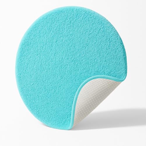 Brandsseller Tapis de Bain Ø 60 cm Tapis de Salle de Bain Rond Chenille antidérapant Absorbant Lavable en Machine - Turquoise