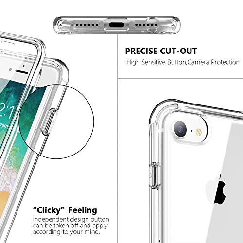 Skylmw Iphone Se 2022/2020 Case, Iphone 7 Case, Iphone 8 Cover, Built-In Screen Protector Shockproof Dual Layer Protective Hard Plastic & Soft Tpu Phone Cases For Iphone Se 4.7 Inch, Clear #TOP4