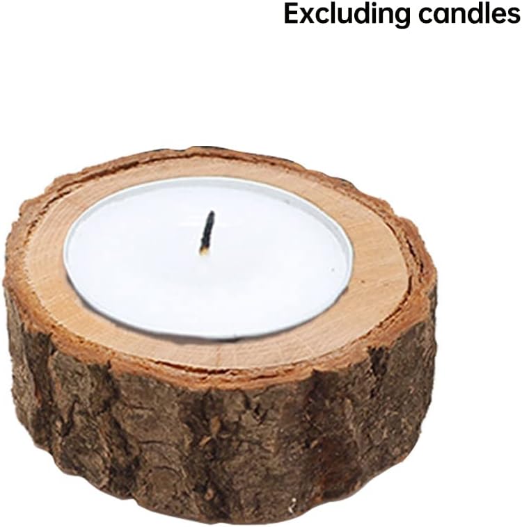 12 PCS Wooden Tealight Candle Holders, Rustic Wood Votive Candle Holders