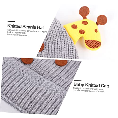 LIFKOME 1Pc Unisex Winter Warm Beanie Woolen Yarn Hat for Boys and Fashion Windproof Knitted Cap for Outdoor Use Cold Weather Adorable Giraffe Design Grey4