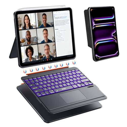 Image of WIWU iPad Pro 13 inch Case with Keyboard M4 /M5 2024 /2025 Magnetic Detachable 3 in 1 Case Bluetooth Keyboard Adjustable Stand 7 Colors Backlit Keys with Trackpad (Black, iPad Pro 13 inch(M4 /M5 2024 /2025))