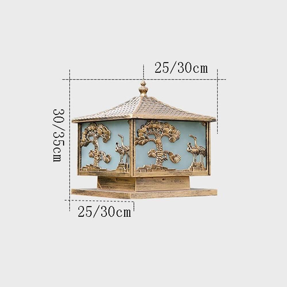 Lampa Słupki Vintage Pillar Light Aluminium Garden Gate Kolumna Światła Szklane Zewnętrzne Słupkowe Europejskie Patio Yard Krajobraz Lampa Zewnątrz i Drogę(Black,25 * 30cm)