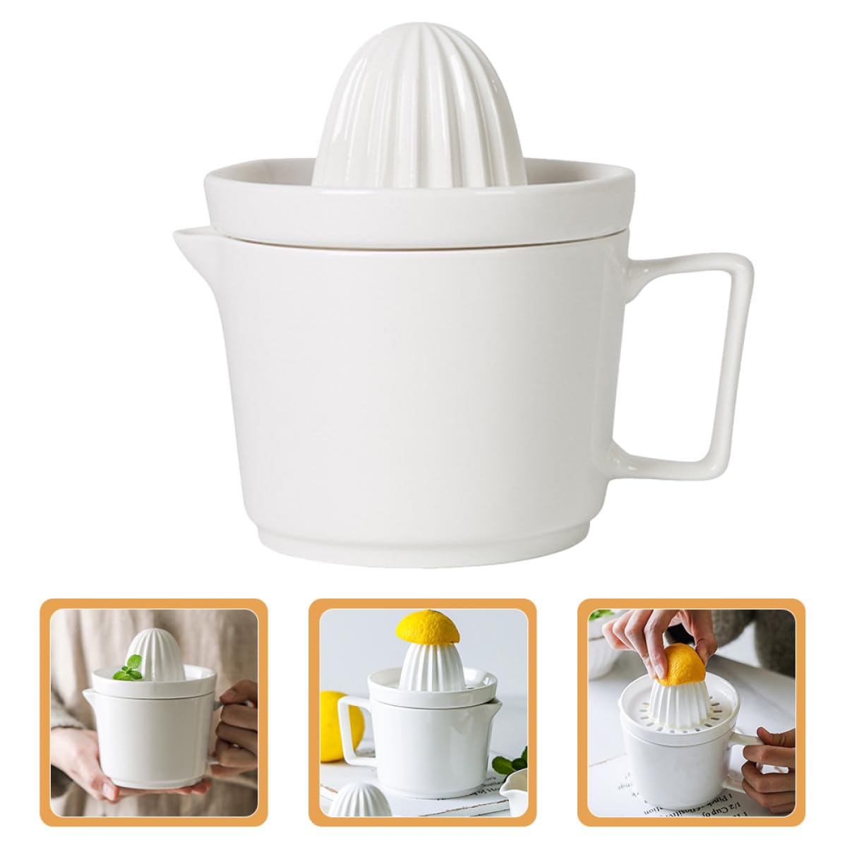 Exprimidor Manual de Cerámica para Frutas Grandes, Taza Exprimidora para Jugo de Naranja y Limón, Exprimidor de Jugo de Mano Práctico para Cocina Doméstica y Bar