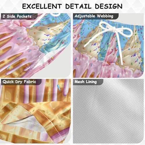 Boccsty Melted Milk Blue Pink Glaze Ice Cream Boys Swim Trunks Baby Kids Swimwear Summer Toddler Beach Board Shorts 2T3