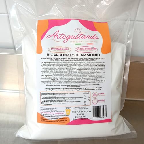 Artegustando Bicarbonato Di Ammonio 1Kg – Ammoniaca Per Dolci E503Ii Per Biscotti E Pasta Frolla – Lievitante Alimentare Professionale Per Pasticceria E Dolci - 5
