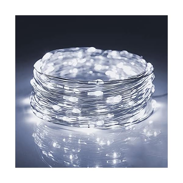 Waterglide fairy lights battery operated (included), 6. 5ft 20 led mini string lights, waterproof silver wire firefly starry lights for diy wedding christmas party mason jars decor - image 7