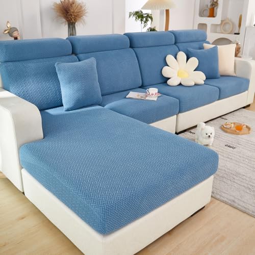 Couch Cushion Covers for Sofa Couch Covers Wear-Resistant Universal Sofa Cover Washable Stretch for Sectional Slipcovers (Texture-Blue,Back Cover M)