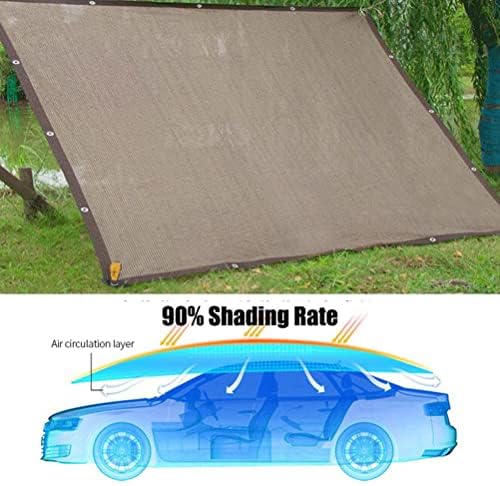 Premium 90% Shade Cloth with Grommets Durable Sunblock Mesh Tarp for Garden Greenhouse Kennel and Patio Brown (6mx12m)