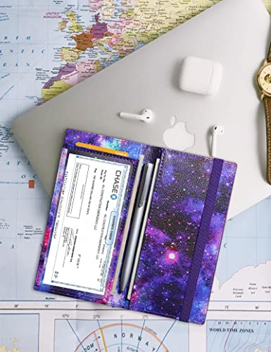Image of Zreal Checkbook Cover for Men & Women, Premium Vegan Leather Checkbook Holder for Top & Side Tear Duplicate Checks with RFID Blocking (Starry)