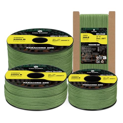 Kamu Synber Paracord 2mm 3 Strands 50ft Nylon Rope Type I Cord