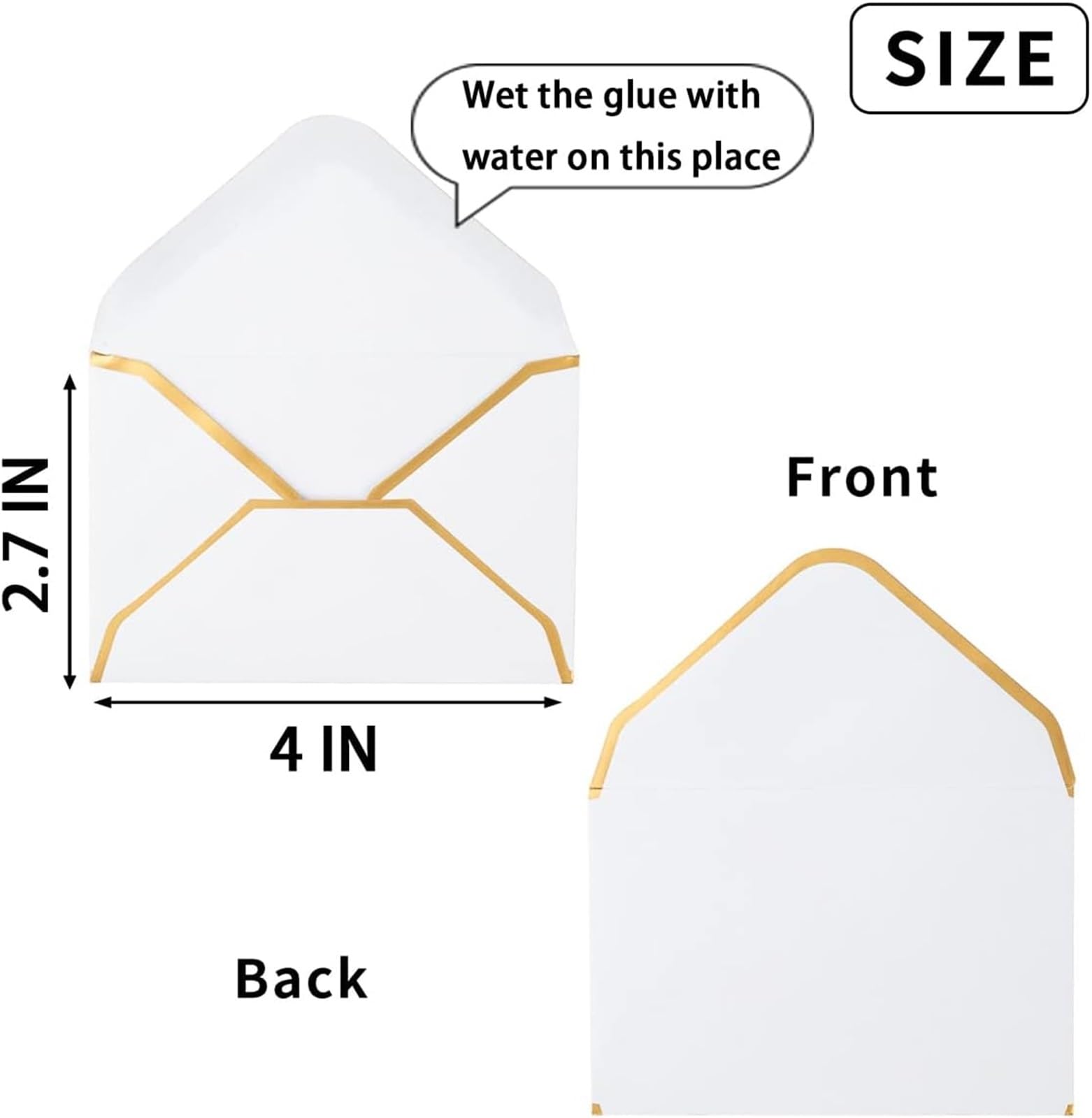 Lot de 400 mini enveloppes blanches pour marque-places de mariage, invitations, 10,2 x 6,9 cm