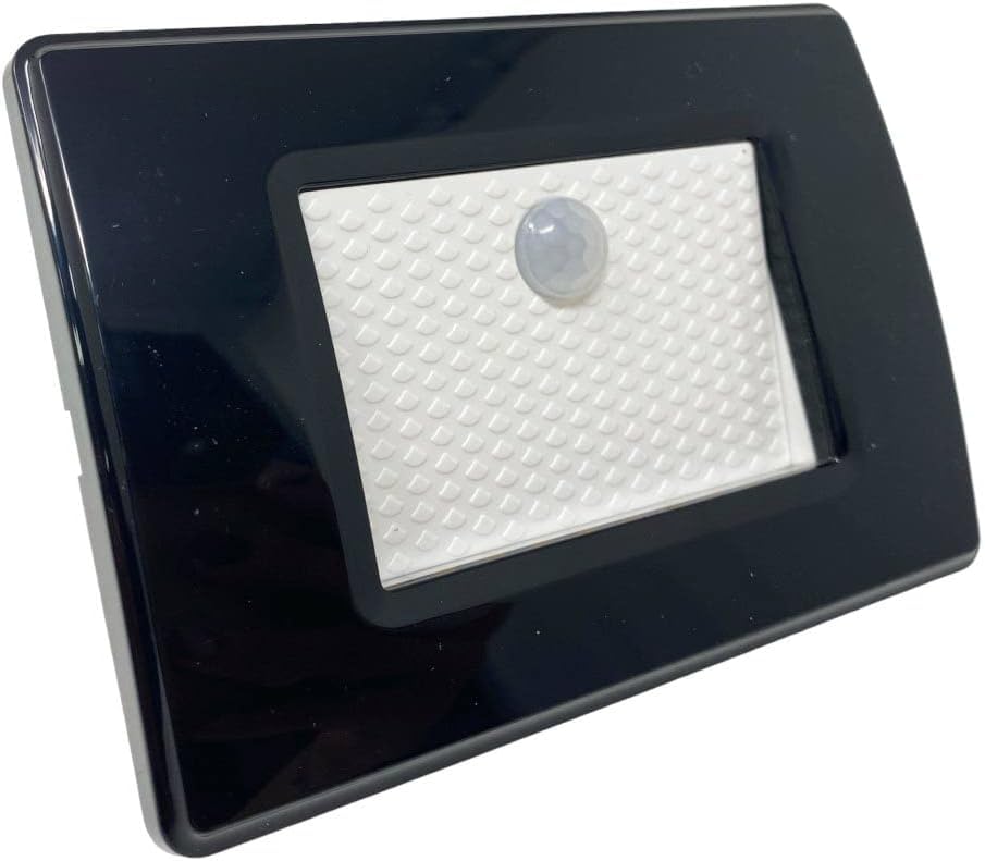 Vetrineinrete® Faretto segnapassi con placca nera da muro con sensore di movimento pir 1,3 watt per cassetta 503 luce fredda 6500k calda 3000k naturale 4000k (Luce Naturale 4000k)