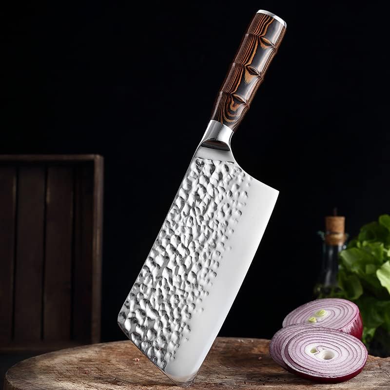 Meat cleaver, Longquan Kitchen Knife Handmade Forged Knife Cutter 7 Inch Slicing Cleaver Knife Cooking Tools For Cutting Vegetables Meat Cleaver Knife