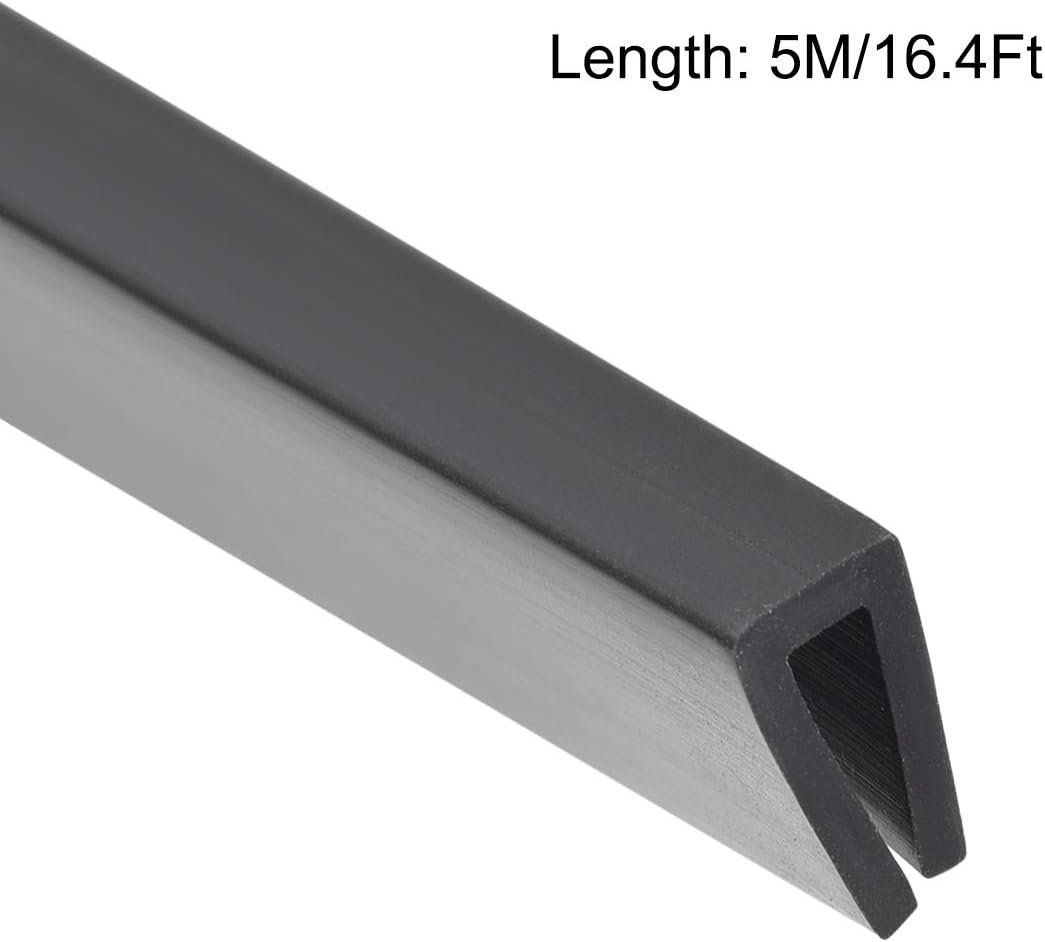 uxcell Edge Trim U Seal Extrusion, Silicone Black U Channel Edge Protector Sheet Fits 5/64-5/32inch Edge 5M/16.4Ft Length