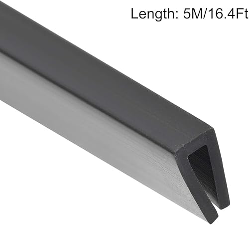 Miniatura 3 de uxcell Extrusión de sello en U, hoja protectora de borde de canal en U negra de silicona para borde de 564-532 pulgadas de longitud de 16.4 ft16.4