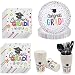 Juego de Vajilla Para Fiesta de Graduación, 70PCS Decoraciones Para Fiesta De Graduación Incluye Platos De Postre Taza Servilletas Scuchillo Tenedor y Cuchara Para Fiestas De Felicitaciones