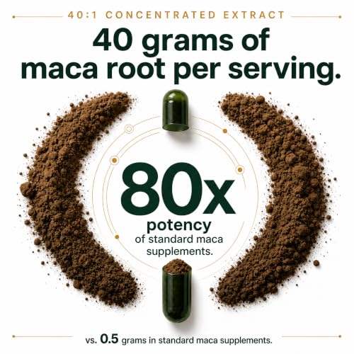 Image of Maca Root Capsules for Men & Women, Organic Black Maca 40:1 Extract, 60ct