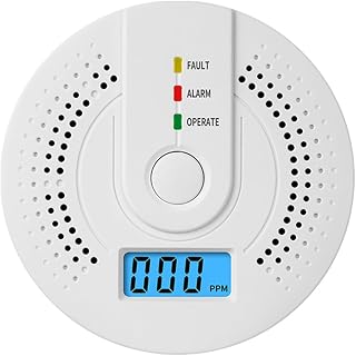 Detector MonóXido Carbono con Indicadores Led Luminosos y Audibles SeñAl de BateríA Baja Pantalla Digital BotóN Prueba para Viajes y Seguridad En El Hogar PortáTil