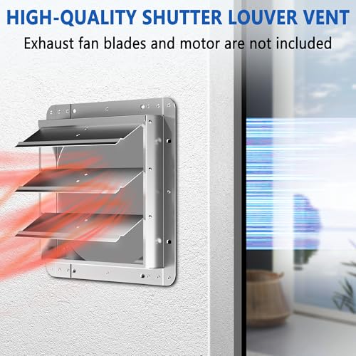 10 Inch Galvanized Shutter Exhaust Louver Vent, Automatic Gravity Shutter Louver Vent for Home Attics, Workshops, Barn, Greenhouse (Motor&Blades are not Included) by HYITCL - Image 3