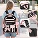 Amythe Schulrucksack Mädchen 3 Teilig, Schulranzen Kawaii 3. bis 7. Klasse mit Lunch Tasche Federmäppchen Gymnasium Fliege Dekoration mit Anti-Diebstahl-Tasche 24L-Rosa Schwarz