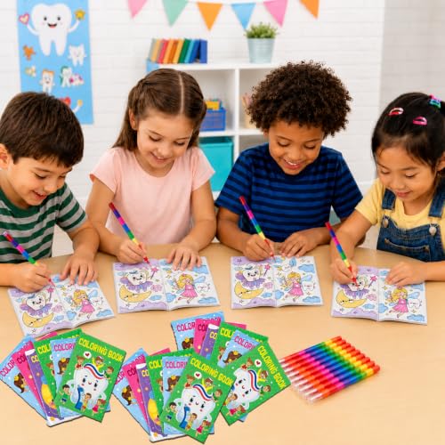Cinrobiye 24 Set Coloring Books DIY Bulk Mini Ten Plagues Coloring Booklet with Stacking Crayons for Jewish Family Pesach Favors Goodie Bags Stuffer School Classroom Activity Rewards (Teeth) - Image 6