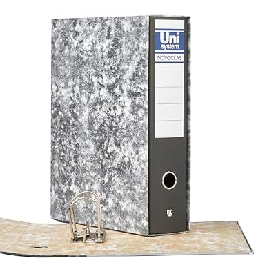Unipapel | File Cabinet with Lever and Box | Folio Size | 65 mm Nickel Plated Rings | Ollao Front | Long Corner | 35 x 29 x 7.5 cm | Lined Cardboard | Heather | Unisystem Novoclas | FSC Certified
