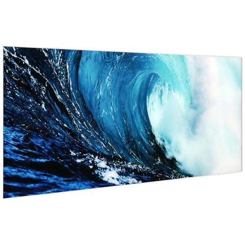 Empire Art Direct Blue Wave 2 Frameless Free Floating Tempered Glass Panel Graphic Wall Art, 24" x 63" x 0.2", Ready to Hang - Image 2