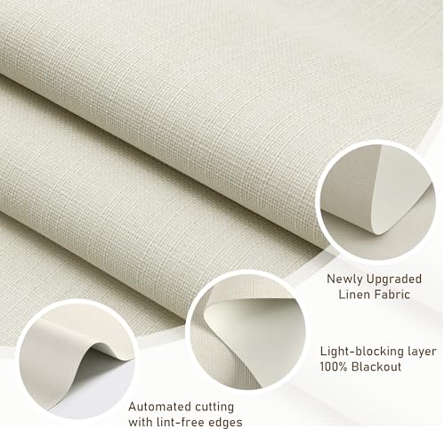 Image of AOSKY Cordless Blackout Roller Shade for Window, 33.5 inchW x 72 inchH, Linen Beige