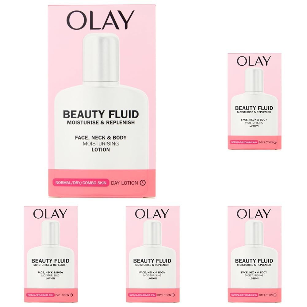 Olay - Beauty Fluid Feuchtigkeitslotion für Gesicht und Körper - 100 ML (Packung mit 5)