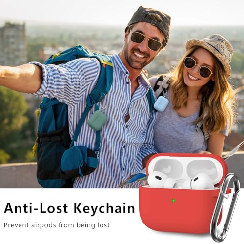 Image of Ljusmicker for AirPods Pro Case Cover with Cleaner Kit,Red | Silicone Protective Cover for Apple AirPods Pro 2nd /1st Generation Case with Keychain for Women Men,Shockproof