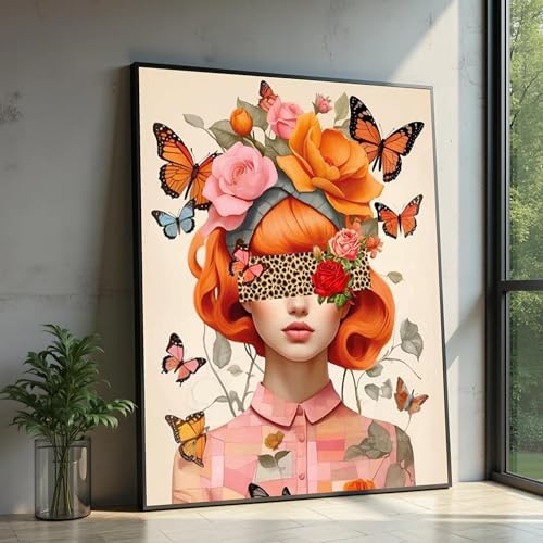 Tableau sur toile art surréaliste de papillon grand format pour salon