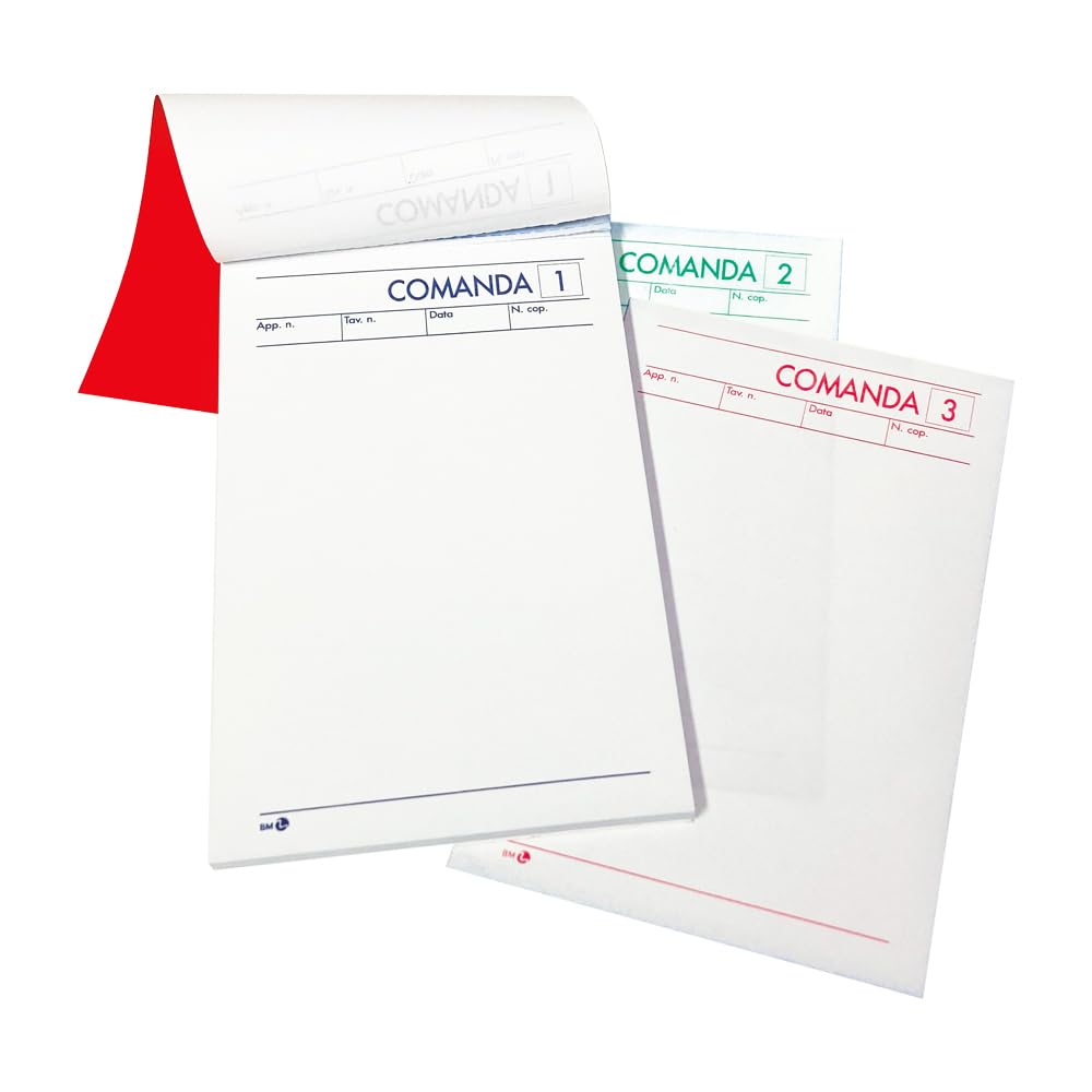 BM BeMore Mod 512/3, 0100198, Triple Copy Restaurant Command Block Self-Limiting Paper, 25+25+25 Sheets, Size 10 cm x 16.5 cm, Pack of 10