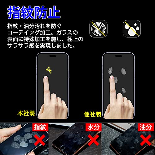 対応 iPhone 14 Pro 用 フィルム,旭硝子 非光沢 さらさらフィルム アンチグレア iPhone 14 Pro 用 強化ガラス 液晶保護フィルム 反射防止 目に優しい 防指紋気泡ゼロ 3D曲面加工 全面吸着 サラサラマットタイプ 6.1インチ