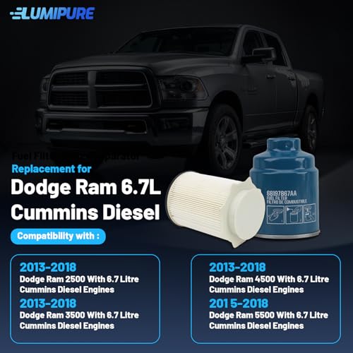 Image of 6.7L Cummins Fuel Filter Water Separator Set | Replacement for 2013-2018 Dodge Ram 2500 3500 4500 5500 6.7L Cummins Turbo Diesel Engines | Replaces# 68157291AA,68197867AA