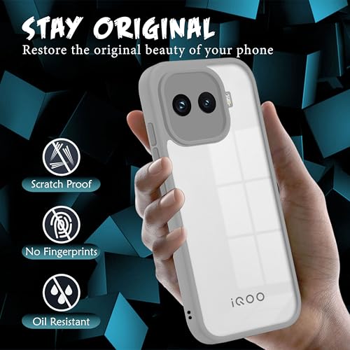 Image of V-TAN Back Cover for IQOO 15R 5G | TPU | Transparent Crystal Clear Case Compatible with IQOO 15R | Slim Fit, Camera Protective Shockproof Mobile Cover Design (Gray)