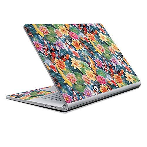 Image of MightySkins Carbon Fiber Skin for Microsoft Surface Book 2 13 inch (2017) - Koi Pond,Protective, Durable Textured Carbon Fiber Finish,Easy to Apply, Remove, and Change Styles,