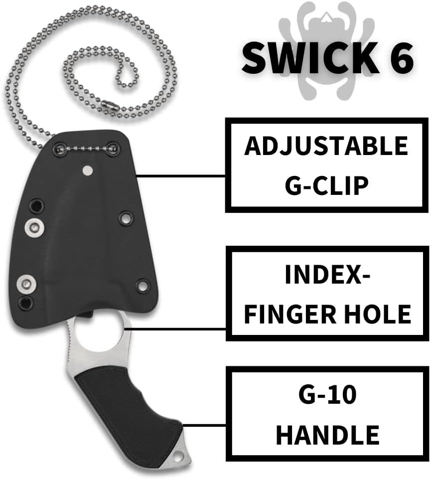 Spyderco Swick 6 Fixed Blade Knife with 2.7" LC200N Steel Blade and G-10 Handle - EDC Knife for Men and Women, Perfect for Hunting, Tactical, Camping, Survival, Hiking - SpyderEdge - FB14S6