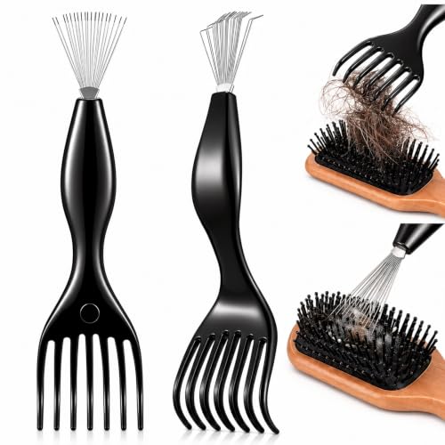 Meanplan 2 Pack Hair Brush Cleaner, Dual End Rake and Steel Wire Tool