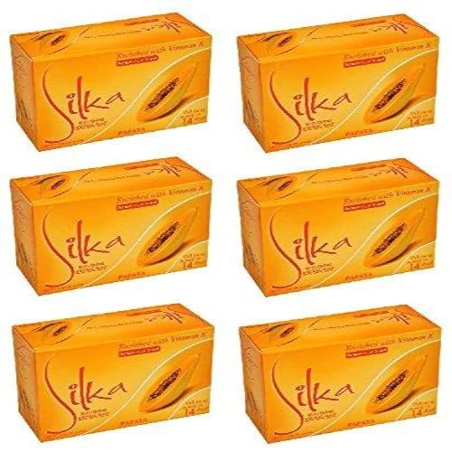 Silka Papaya Herbal Soap Enriched with Vitamin E 135 G (6 Pack)