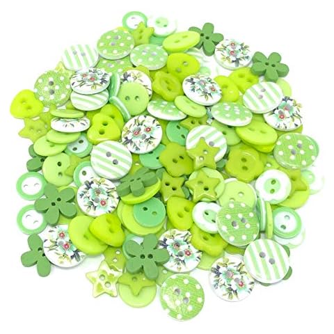 150pcs Green/White Mix Wood Acrylic & Resin Buttons For Cardmaking Embellishments Cover