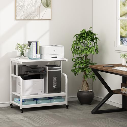Image of Fannova 32.3 inchx18.9 inchx32.1 inch Extra Large White Printer Stand with Storage