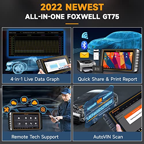 Foxwell Gt75 Bidirectional Diagnostic Tool, Upgraded Ver. Of Nt809/Nt809Bt/Gt65, Ecu Coding, 33+ Reset, Vag Guidance, Refresh Hidden Features, Power Balance, All Systems Car Scan Tool, 2-Years Update #TOP6