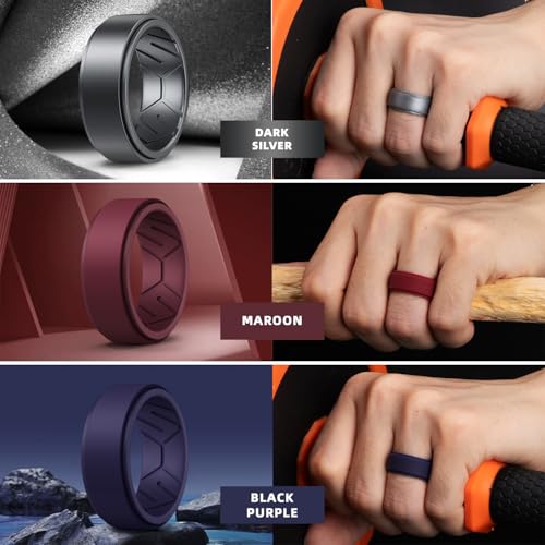 Egnaro Men's Breathable Silicone Rings: 4 Airflow Channels rubber wedding band - Sweat-Free Comfort - Multipack 1/4/7 for Gym & Outdoor by Egnaro - Used condition - Image 4